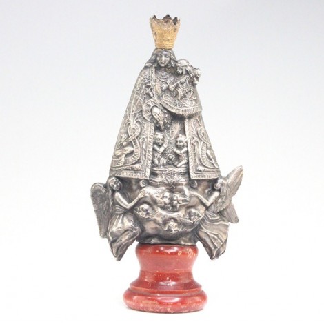 veche statueta Sf Maria : "Virgen de los desamparados". cupru argintat. Spania cca 1900